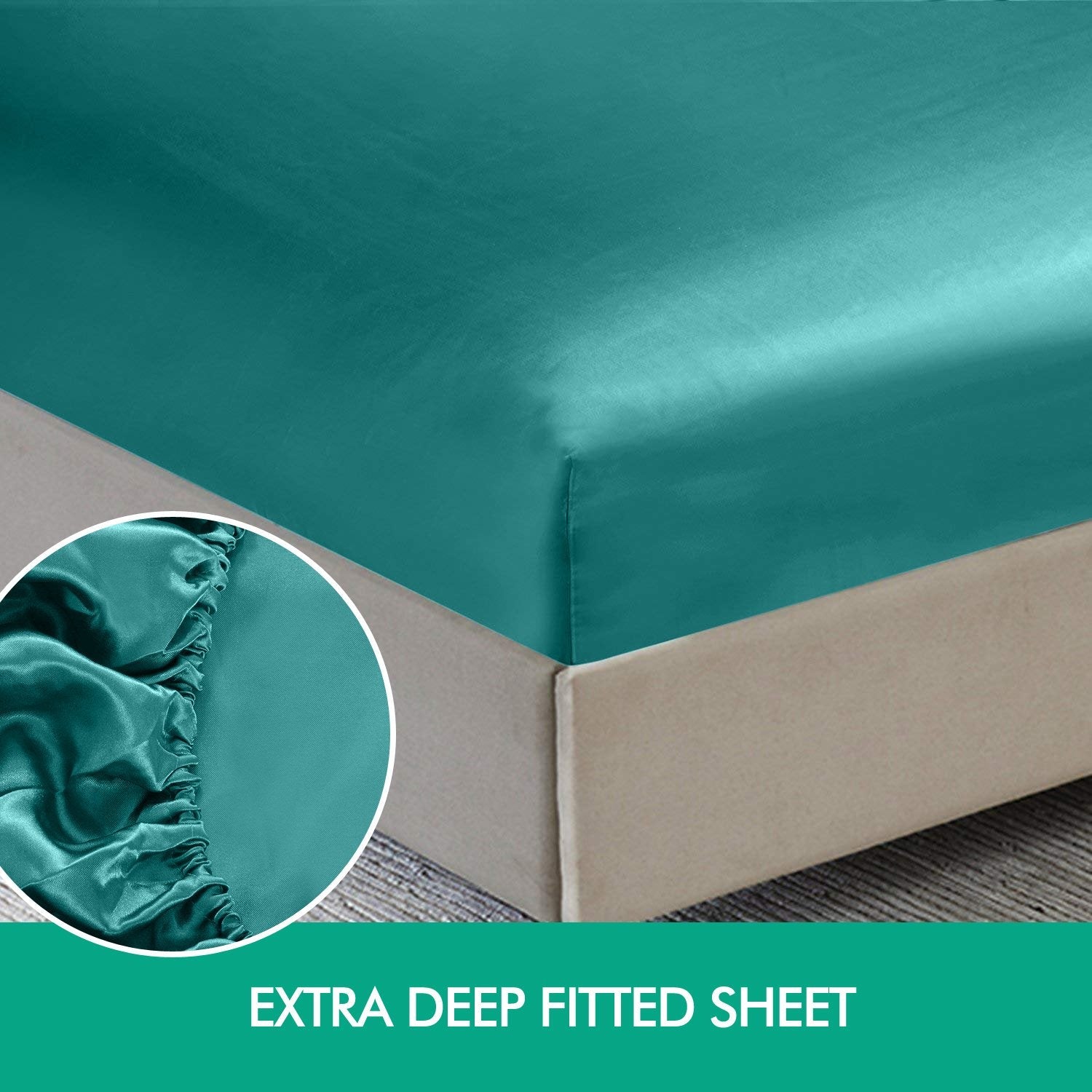 bedding Ultra Soft Silky Satin Bed Sheet Set in King Single Size in Teal Colour