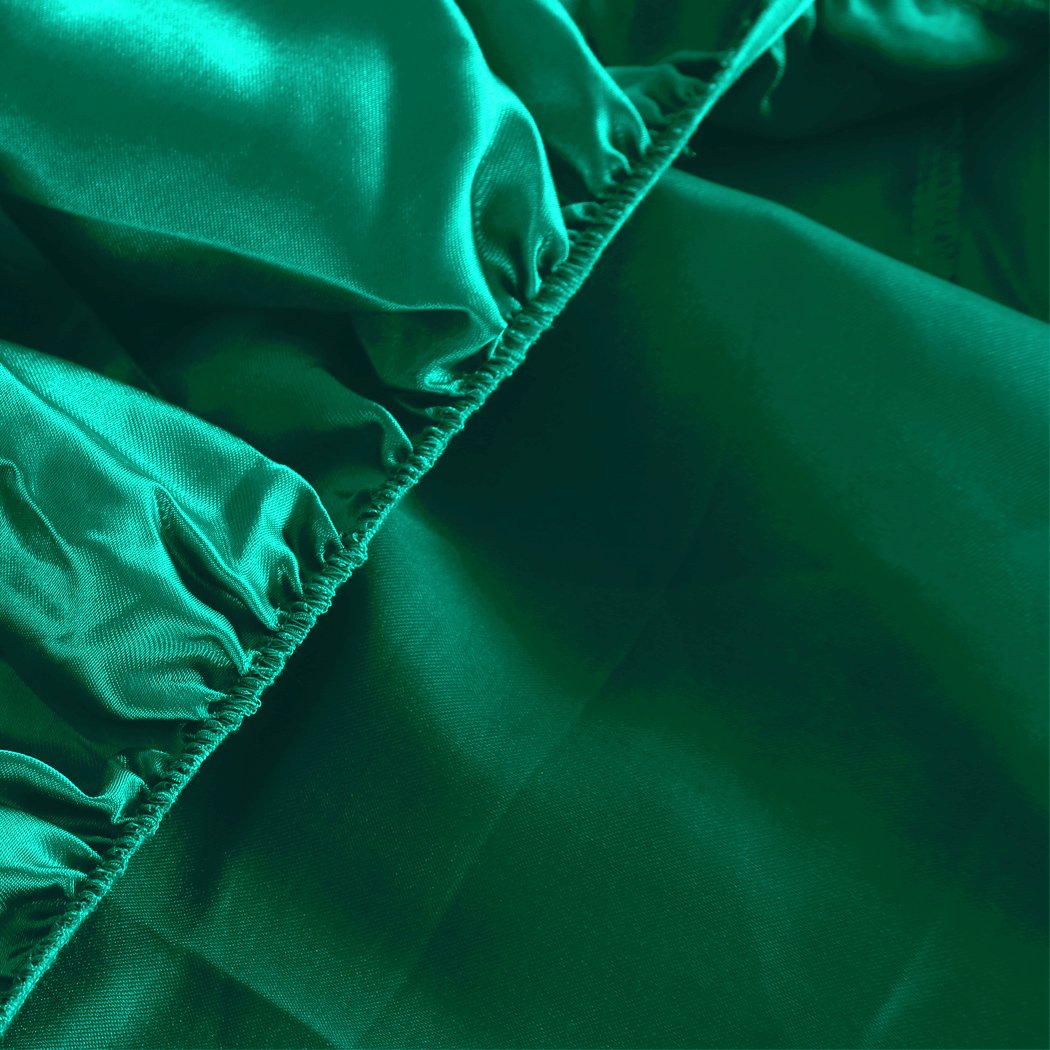 bedding Ultra Soft Silky Satin Bed Sheet Set in Queen Size in Teal Colour