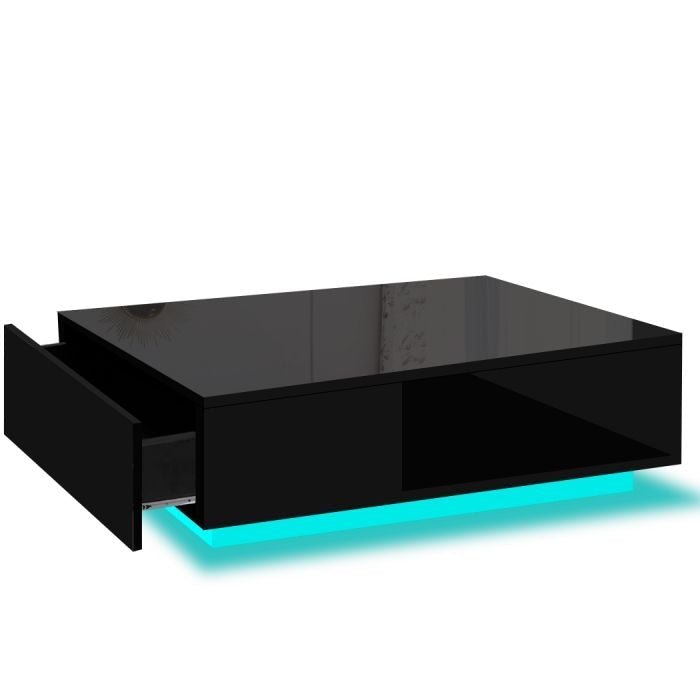 Ultra-stylish High Gloss Storage Drawer LED coffee table White/Black