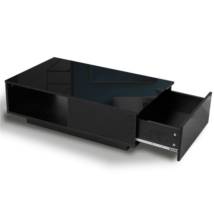 Ultra-stylish High Gloss Storage Drawer LED coffee table White/Black