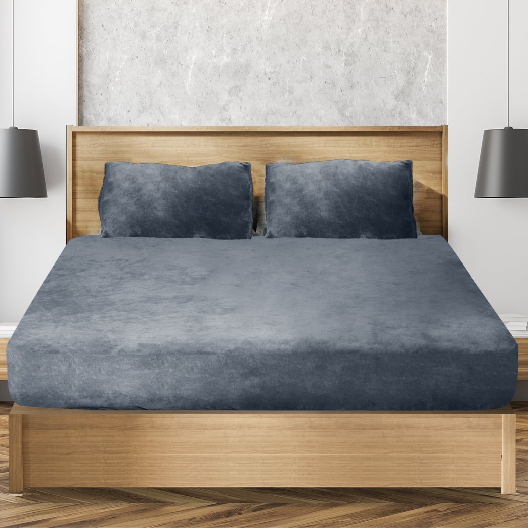 Bedding Set Ultrasoft Fitted Bed Sheet Dark Grey Queen