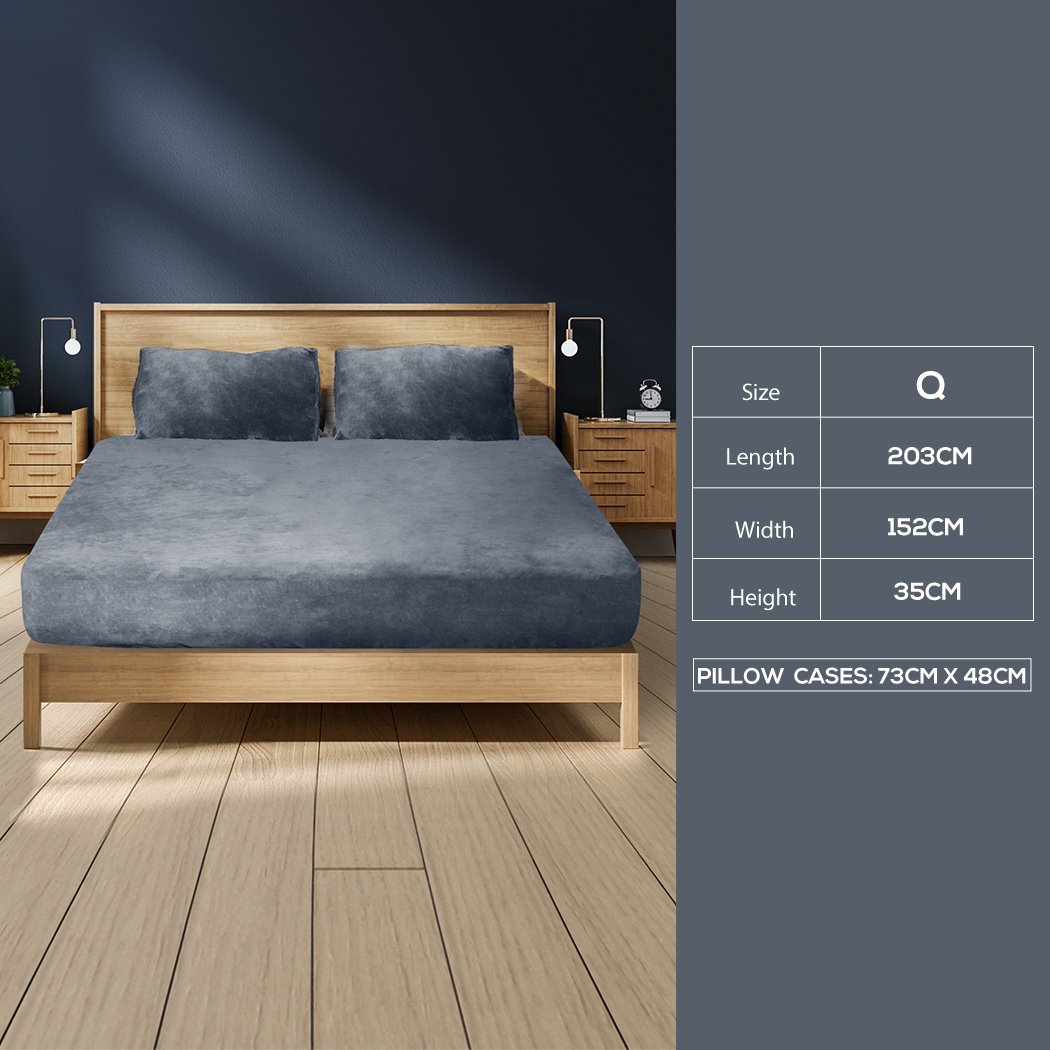Bedding Set Ultrasoft Fitted Bed Sheet Dark Grey Queen