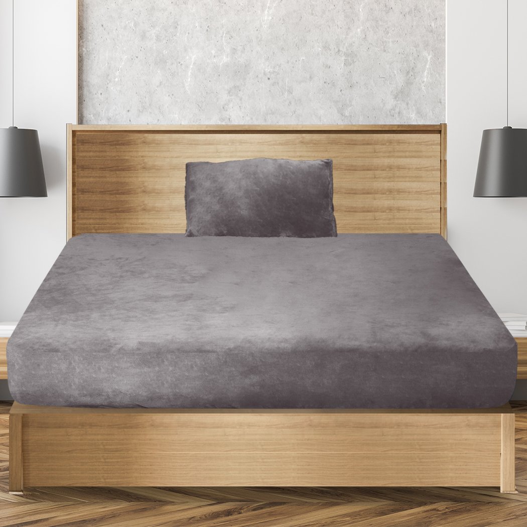 Bedding Sheet Ultrasoft Fitted Bed Sheet Silver Grey King Single