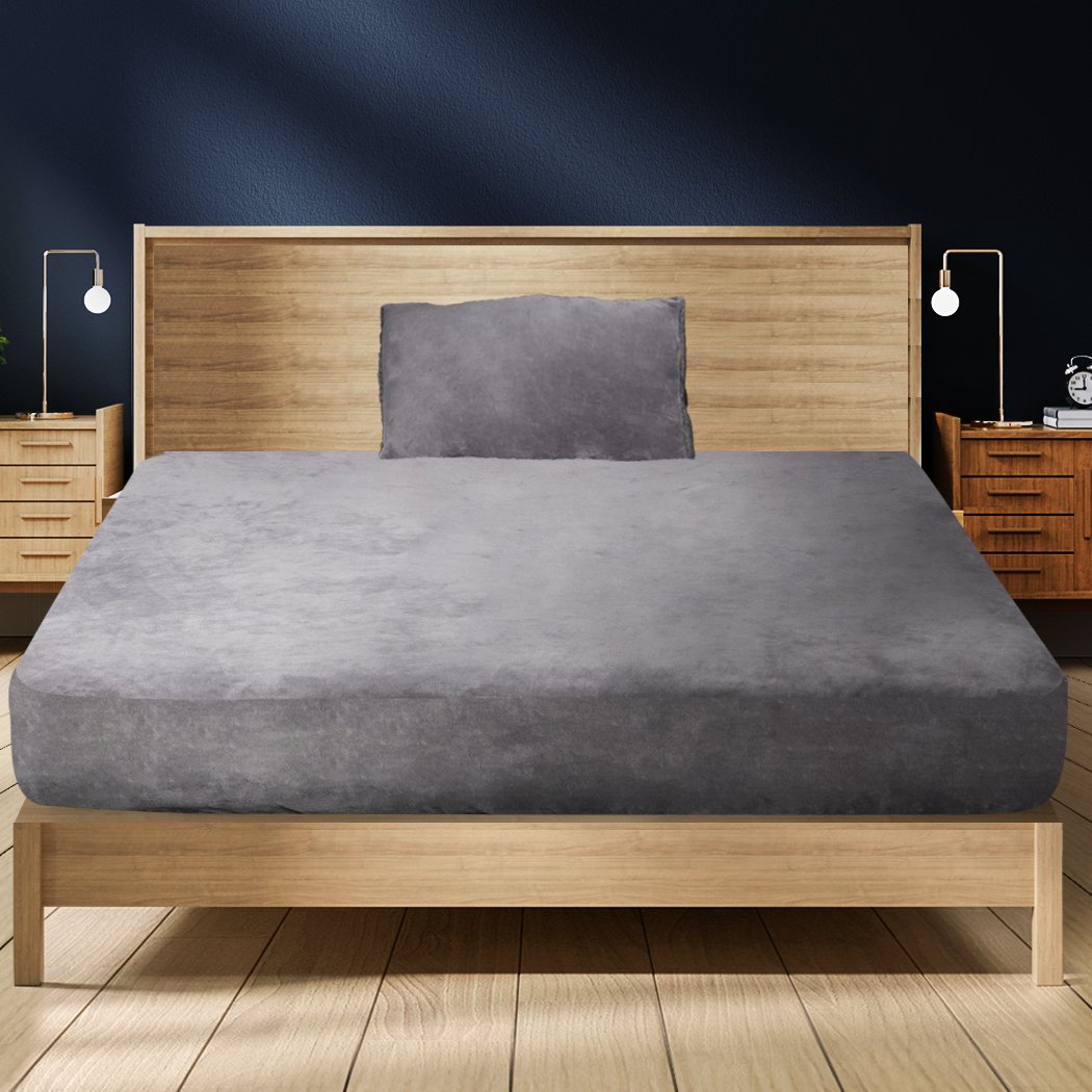Bedding Sheet Ultrasoft Fitted Bed Sheet Silver Grey King Single
