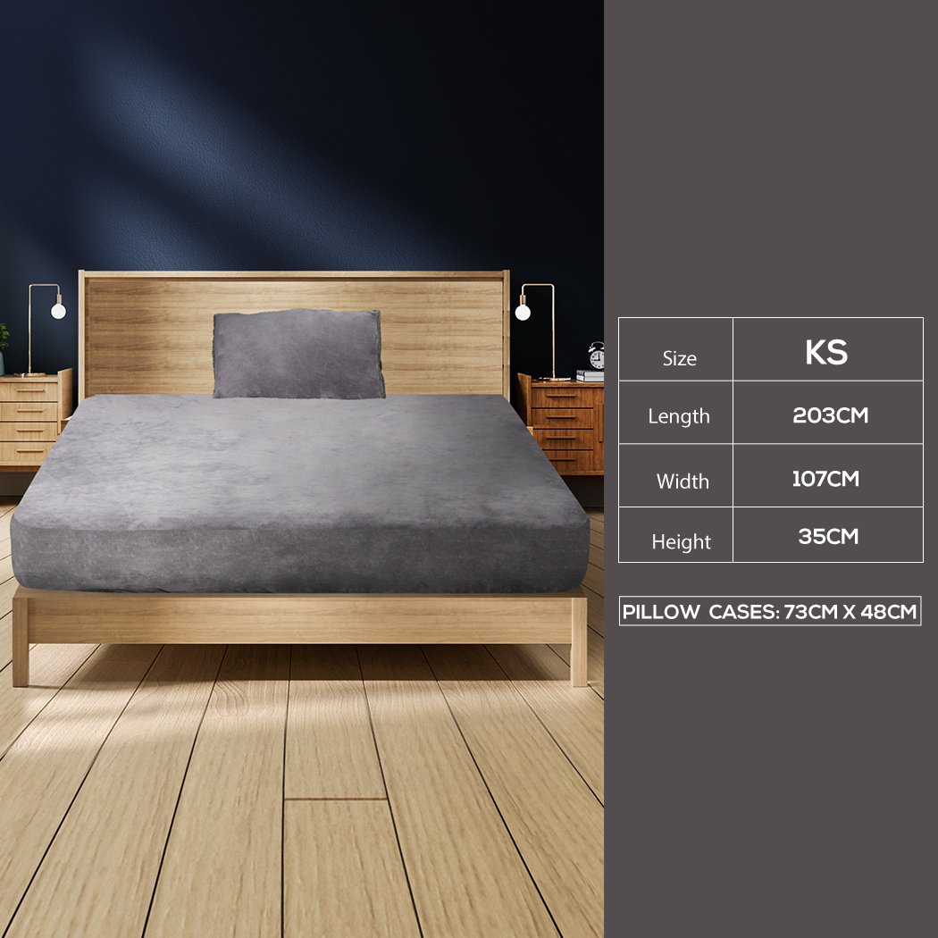 Bedding Sheet Ultrasoft Fitted Bed Sheet Silver Grey King Single