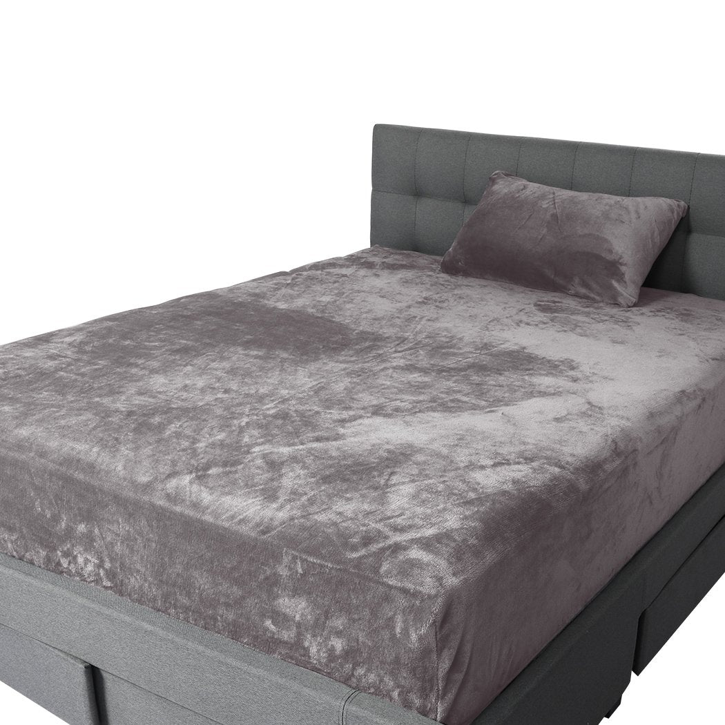 Bedding Sheet Ultrasoft Fitted Bed Sheet Silver Grey King Single