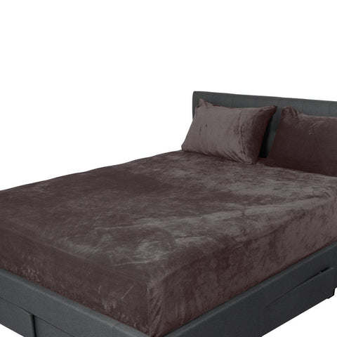 Ultrasoft Fitted Bed Sheet with Pillowcases Mink Queen