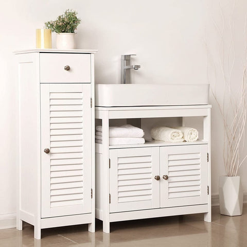 Under Sink Cabinet with 2 Doors Open Compartment White BBC02WT