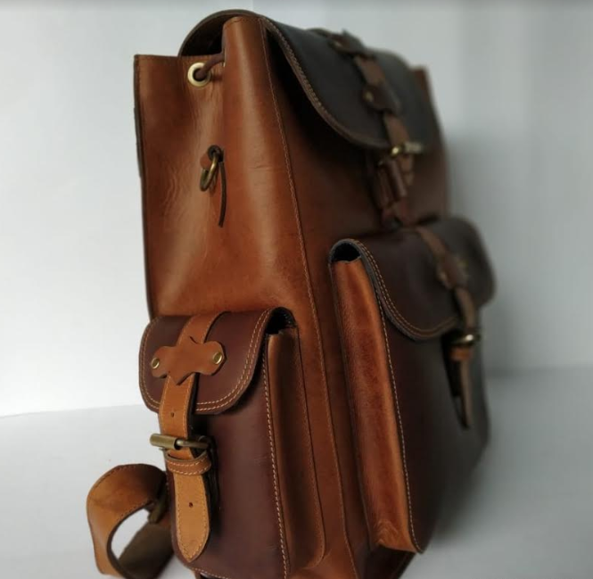 50% Unisex Leather Backpack - Brown