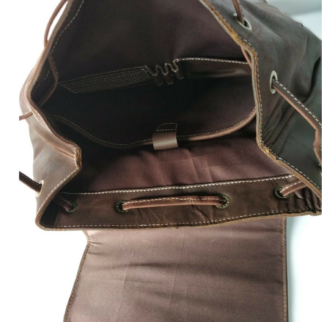 50% Unisex Leather Backpack - Dark Brown