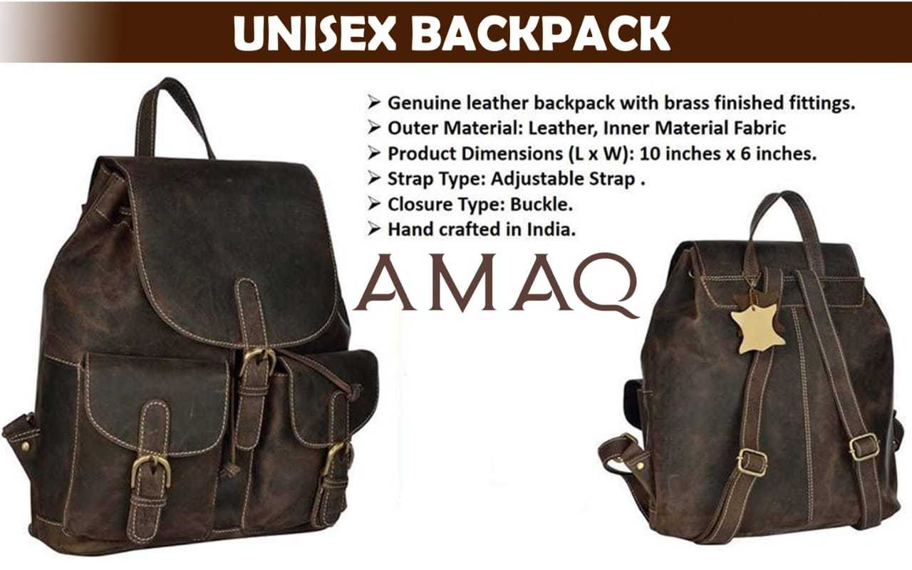 50% Unisex Leather Backpack - Dark Brown