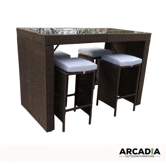 UV resistant PE wicker rattan 5 Piece Bar Table Set