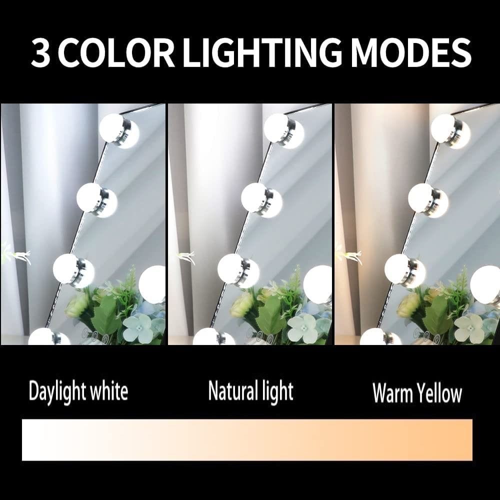 Vanity Mirror with Lights with 8 Dimmable Bulbs for Makeup and Travel Black, 30 x23 cm