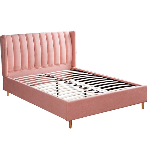 Velvet Base Bed Frame Queen Size - Pink