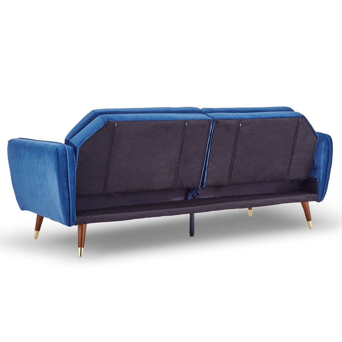 indoor furniture Velvet Sofa Bed Couch Furniture Lounge Suite Futon Blue