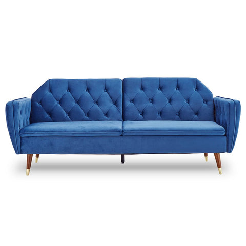 indoor furniture Velvet Sofa Bed Couch Furniture Lounge Suite Futon Blue