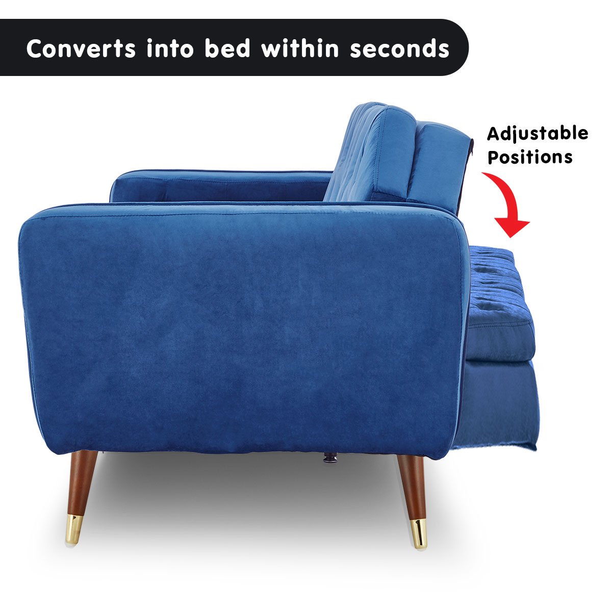 indoor furniture Velvet Sofa Bed Couch Furniture Lounge Suite Futon Blue