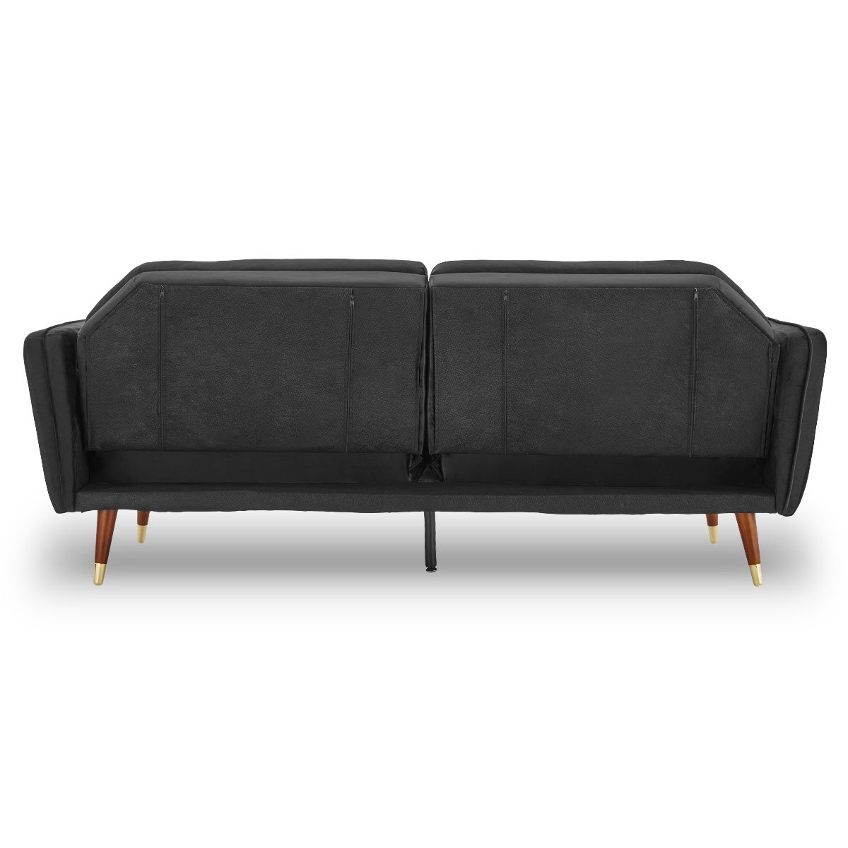 indoor furniture Velvet Tufted Sofa Bed Couch Futon - Black