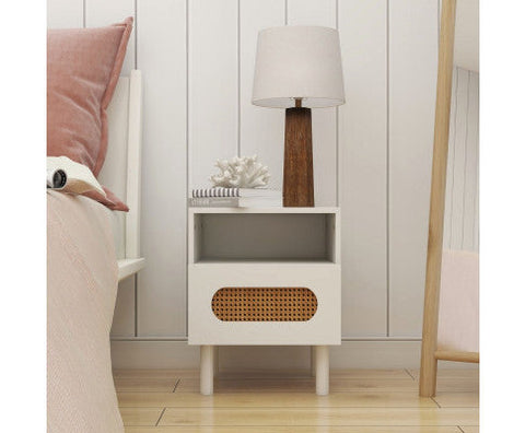 Versatile bedside table in White/Maple