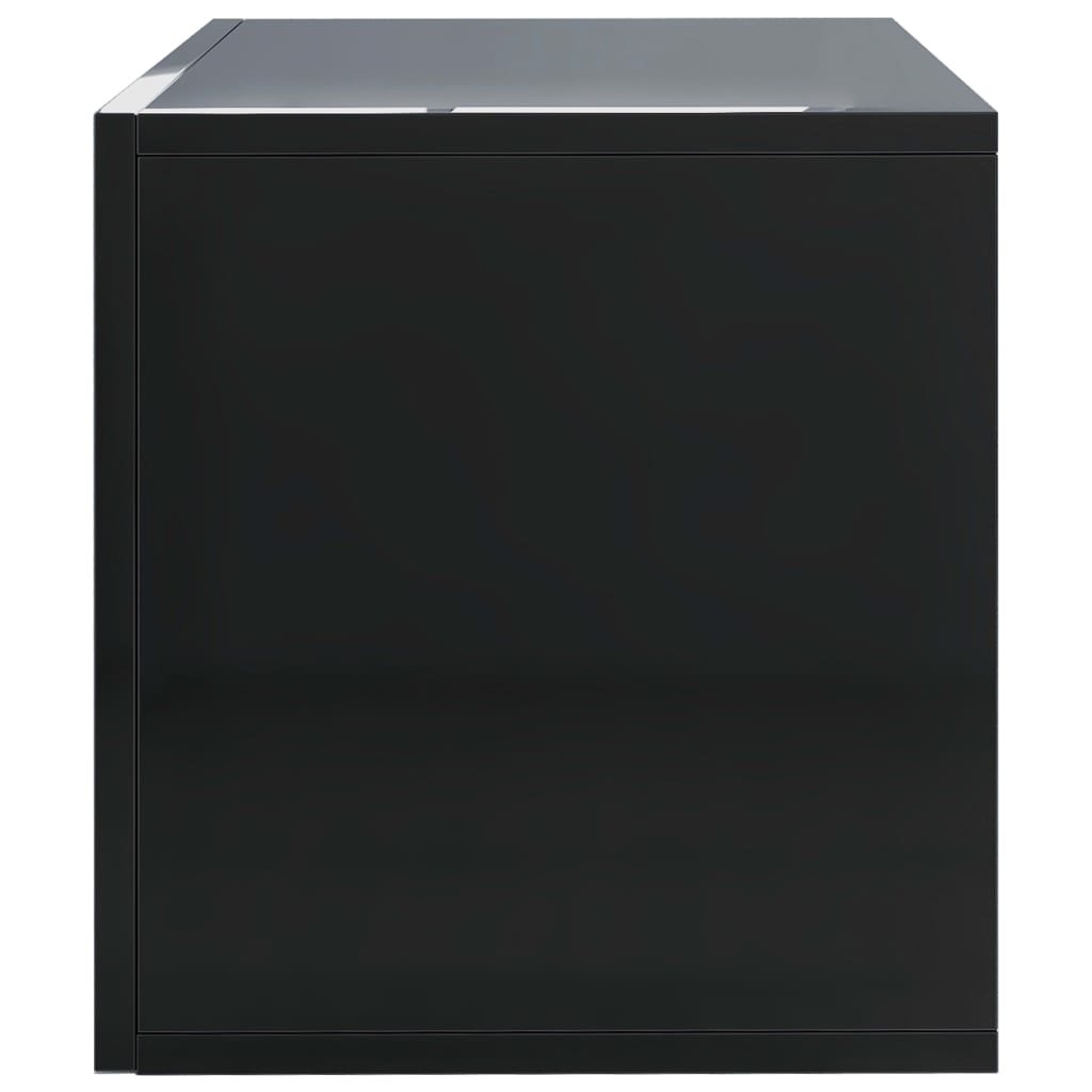 Vinyl Storage Box High Gloss Black 71x34x36 cm Chipboard