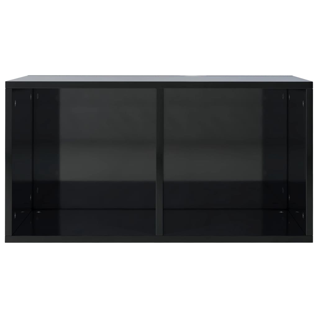 Vinyl Storage Box High Gloss Black 71x34x36 cm Chipboard