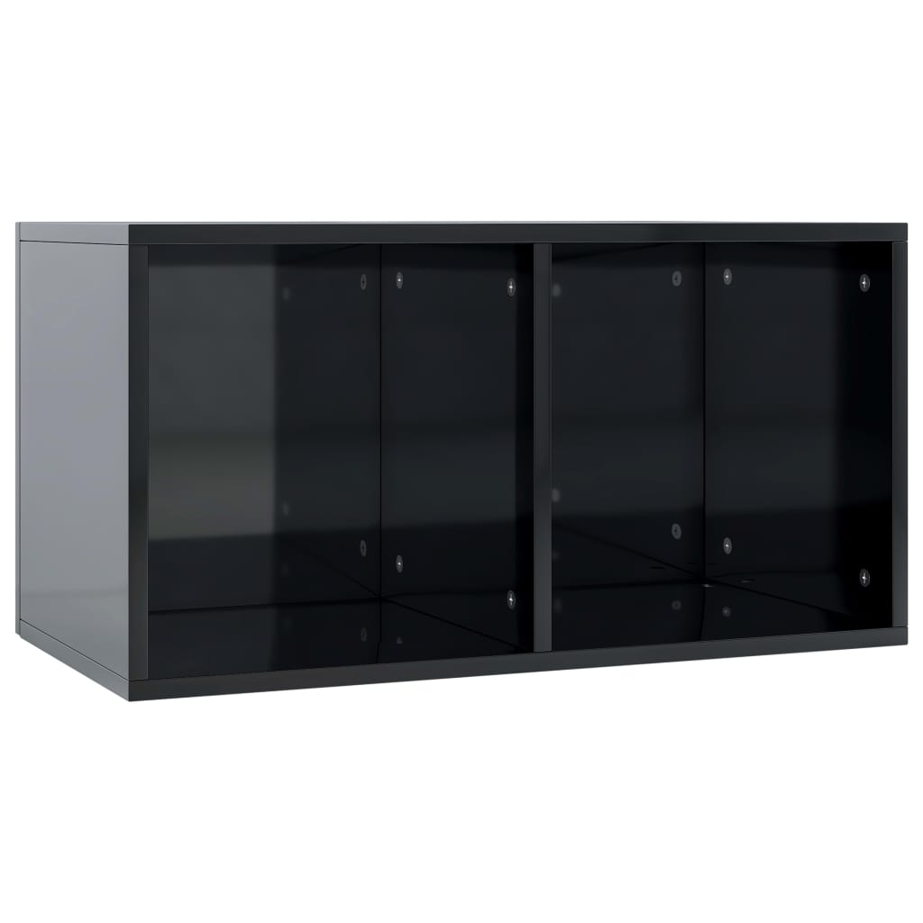 Vinyl Storage Box High Gloss Black 71x34x36 cm Chipboard