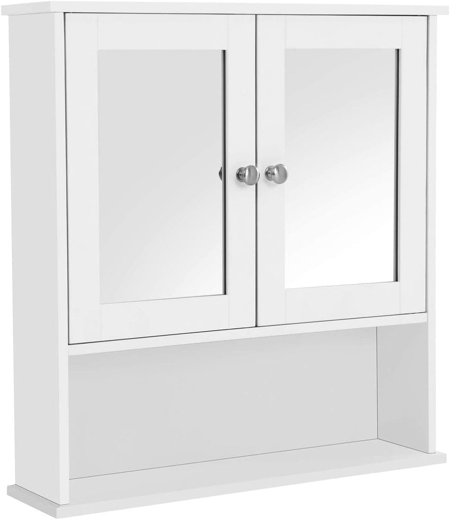 Wall Cabinet with 2 Mirror Doors White LHC002