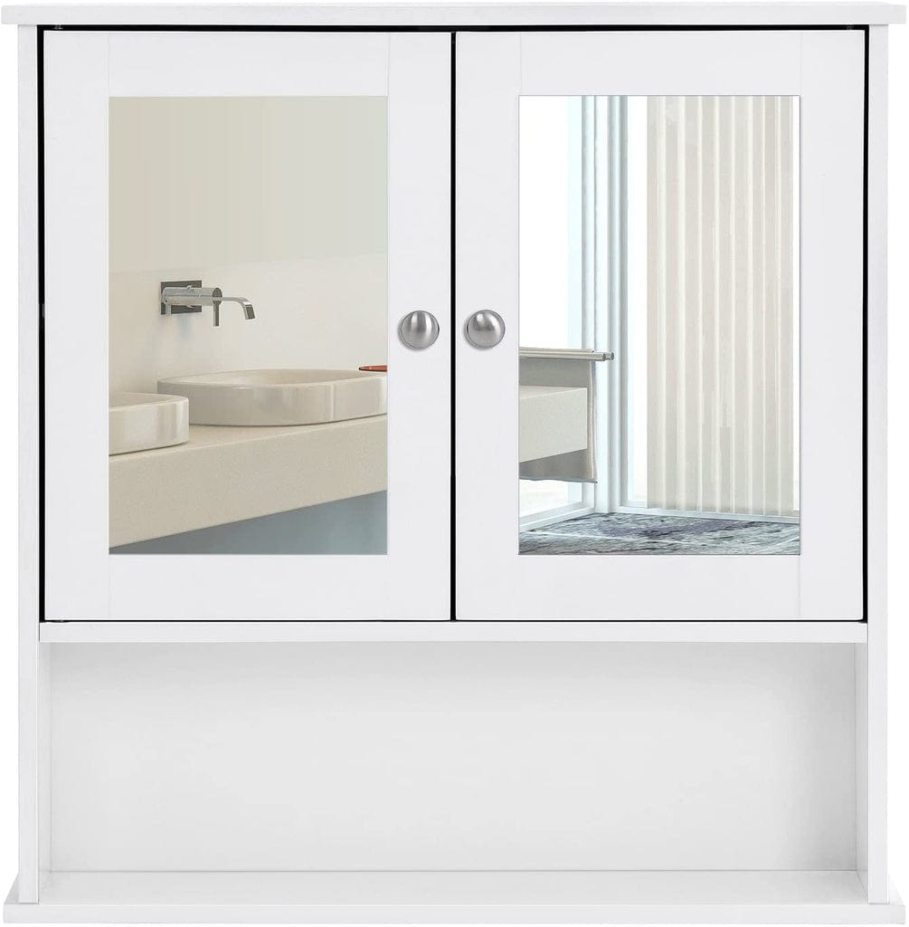 Wall Cabinet with 2 Mirror Doors White LHC002