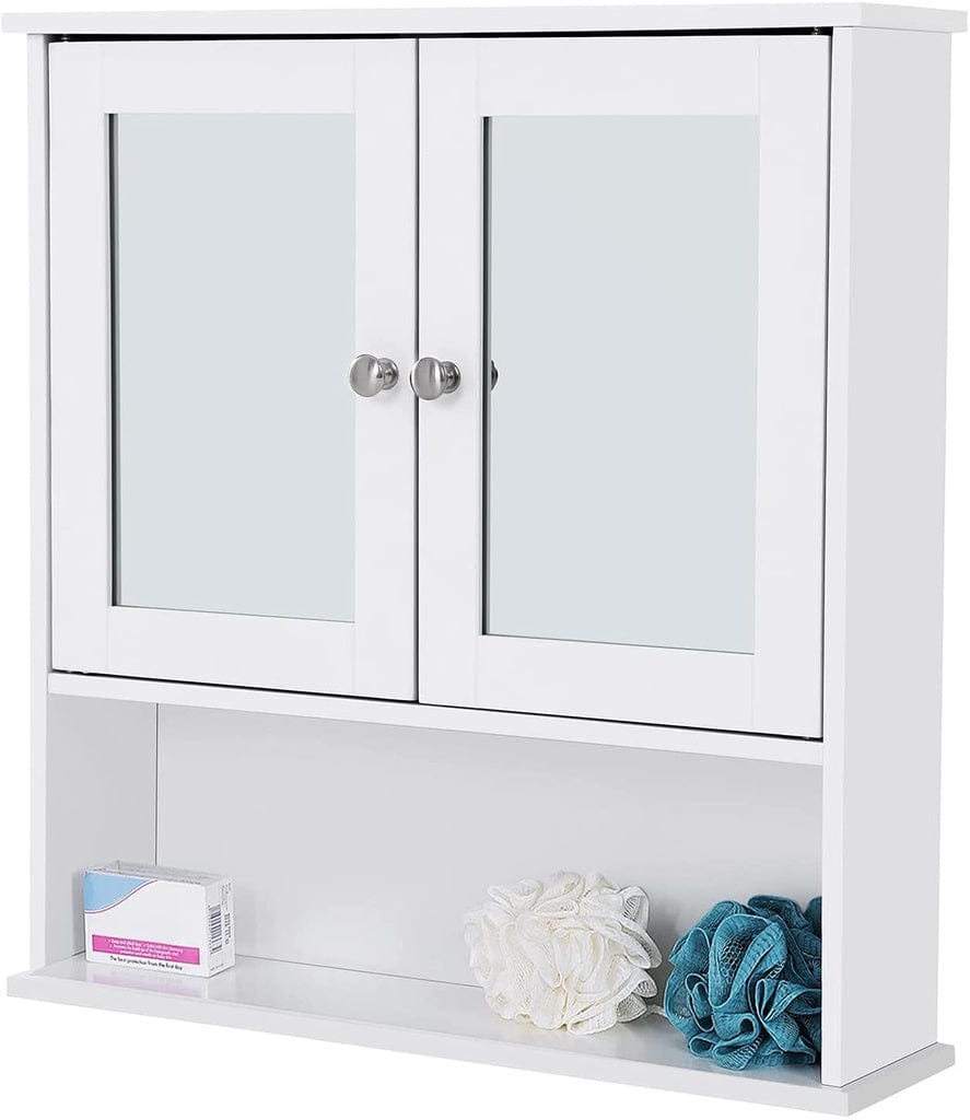 Wall Cabinet with 2 Mirror Doors White LHC002