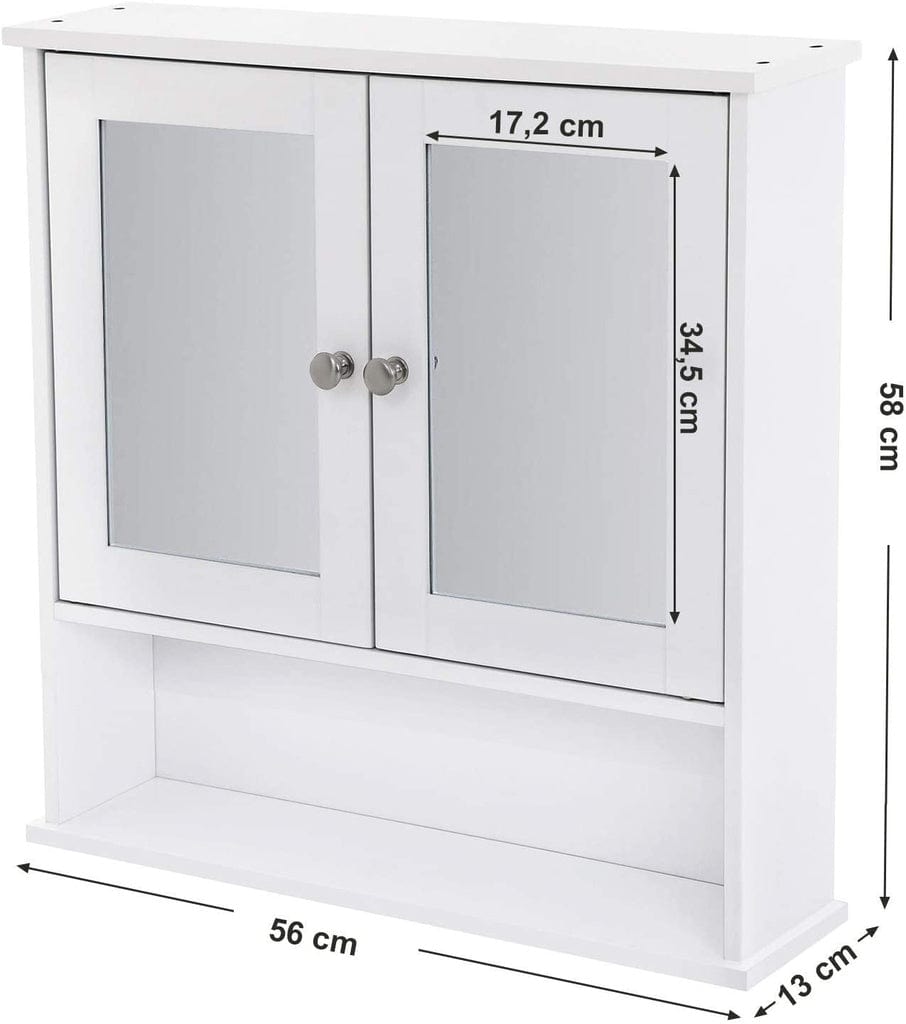 Wall Cabinet with 2 Mirror Doors White LHC002