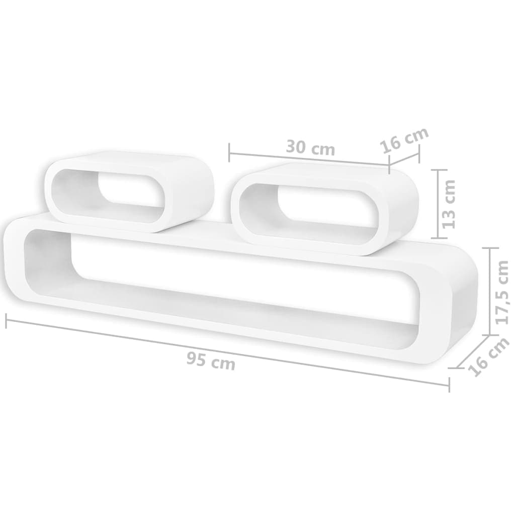 Wall Cube Shelves 6 pcs White