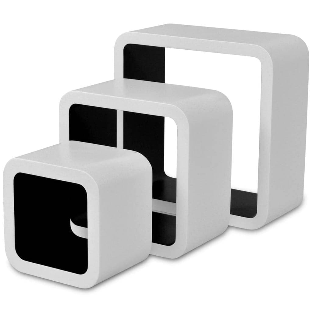 Wall Cube Shelves 6 pcs White and Black