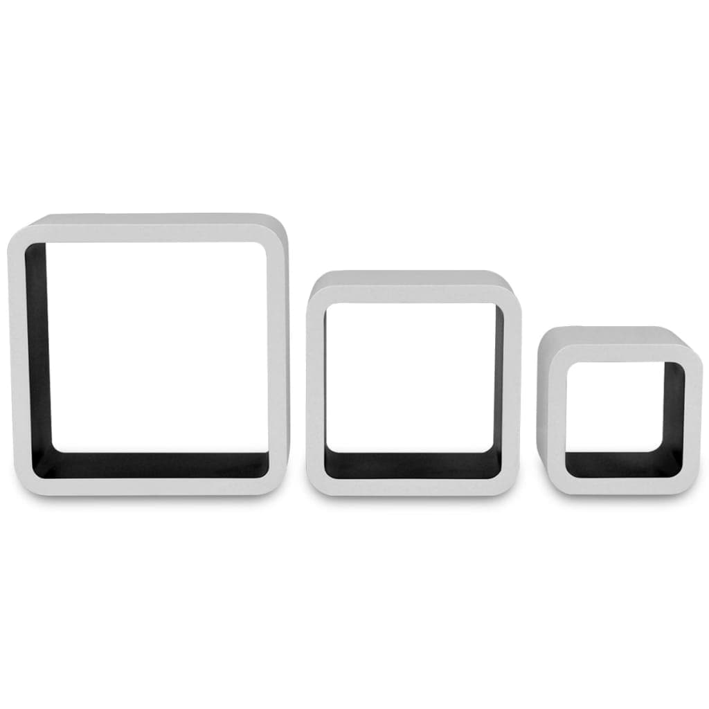 Wall Cube Shelves 6 pcs White and Black