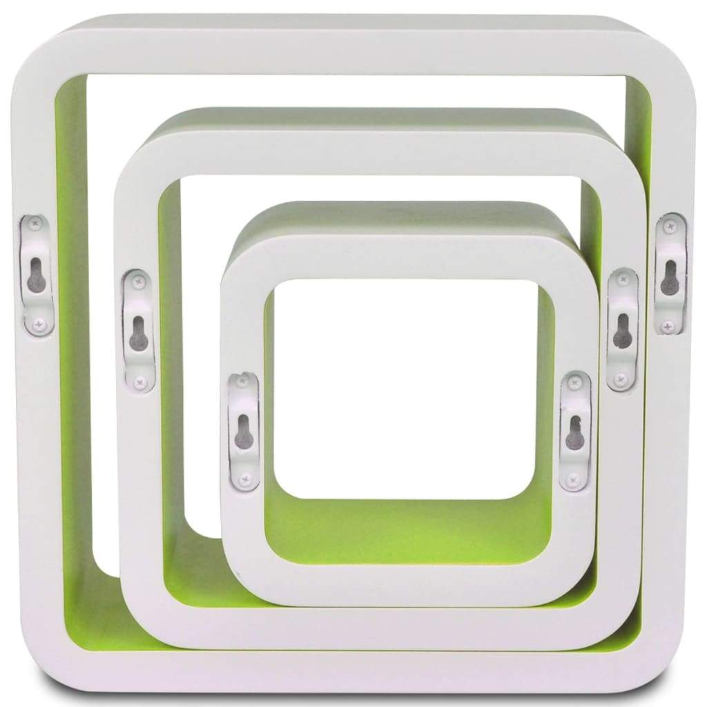 Wall Cube Shelves 6 pcs White and Green