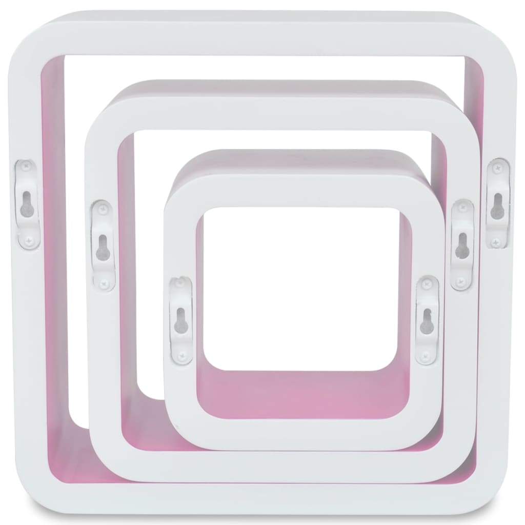 Wall Cube Shelves 6 pcs White and Pink