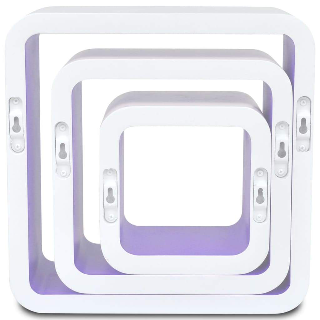 Wall Cube Shelves 6 pcs White and Purple
