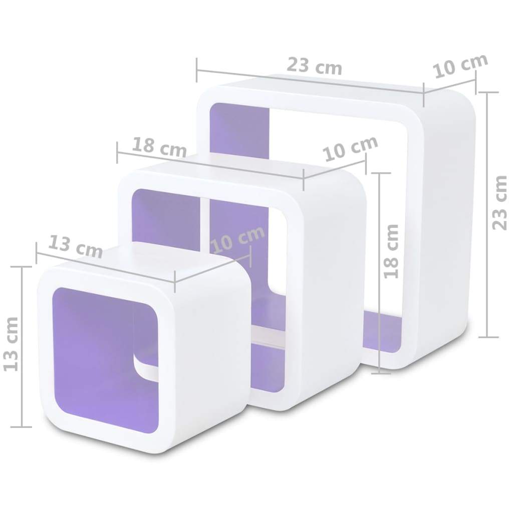 Wall Cube Shelves 6 pcs White and Purple