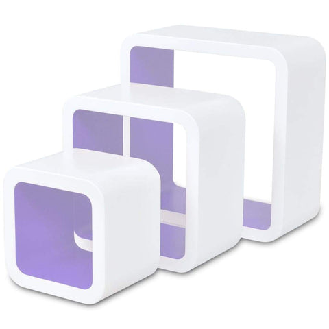 Wall Cube Shelves 6 pcs White and Purple