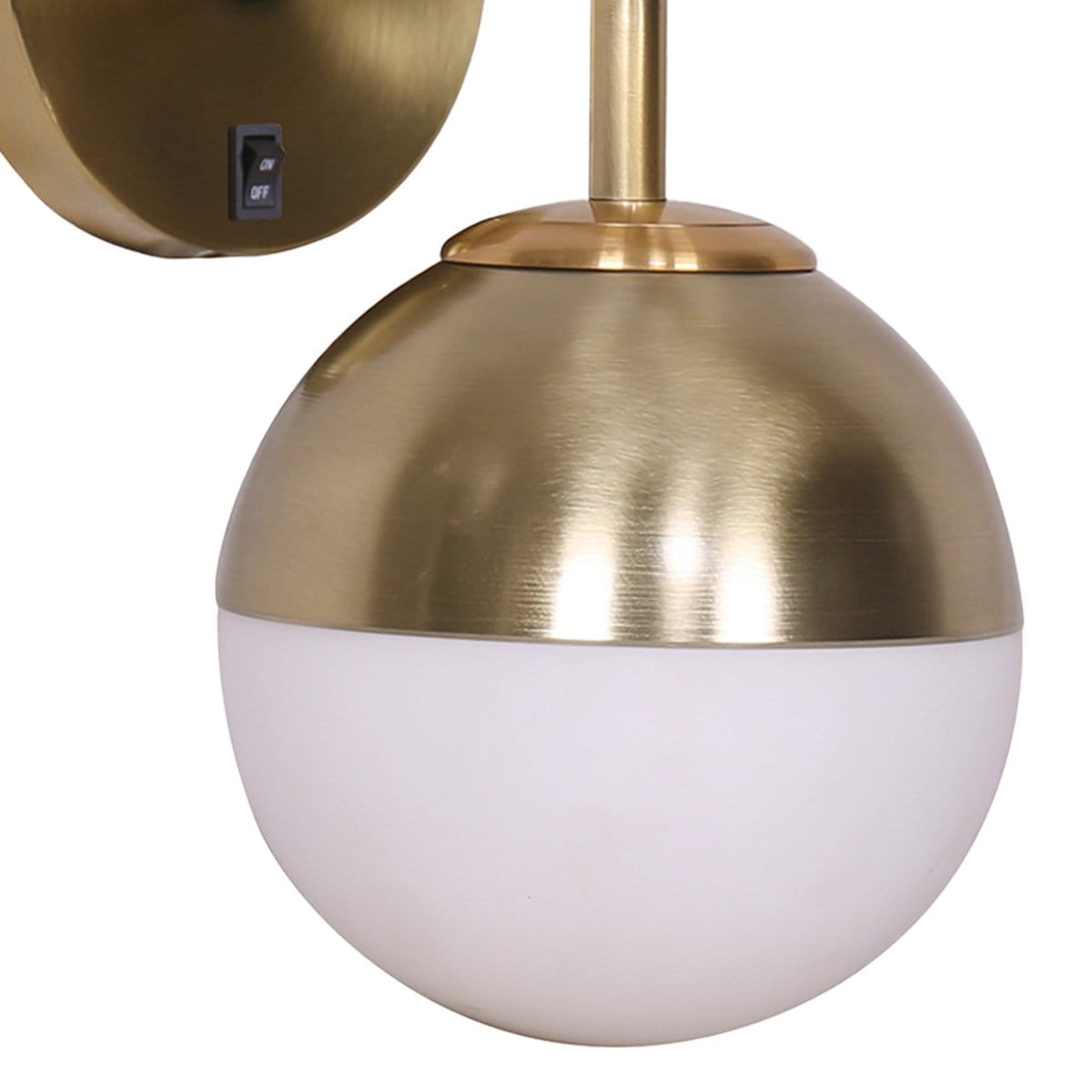 Wall Lamp with Gold Metal Base and White Glass Shade