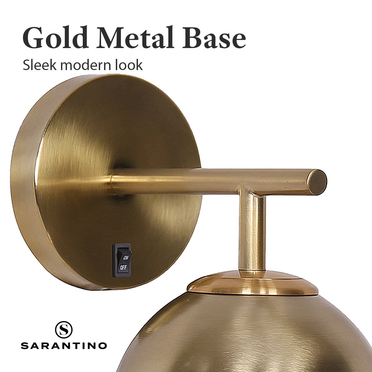 Wall Lamp with Gold Metal Base and White Glass Shade