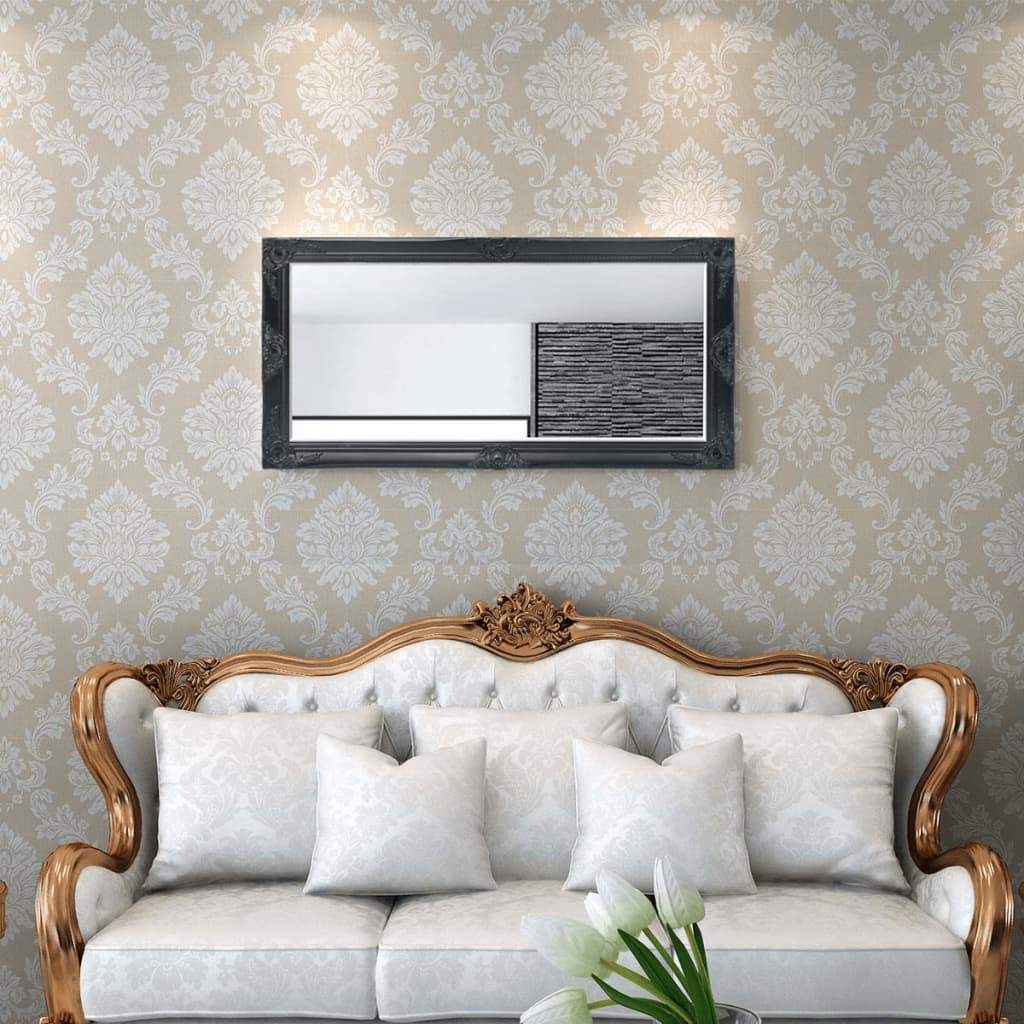 Wall Mirror Baroque Style 120x60 cm Black