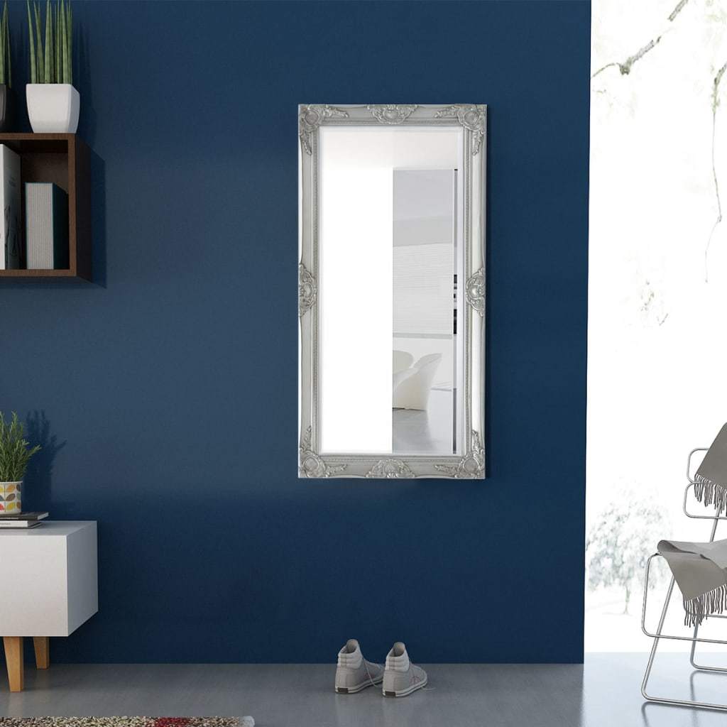 Wall Mirror Baroque Style 120x60 cm Silver