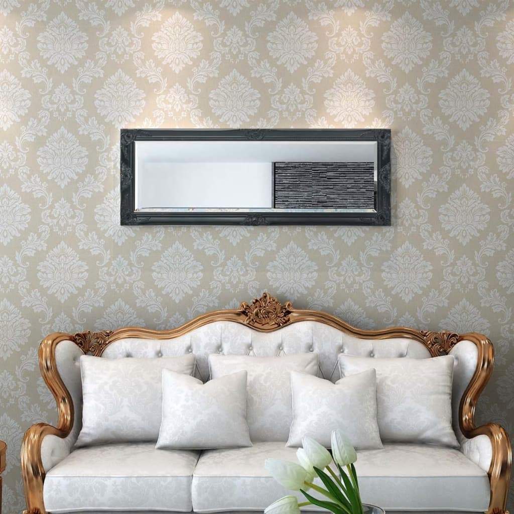 Wall Mirror Baroque Style 140x50 cm Black