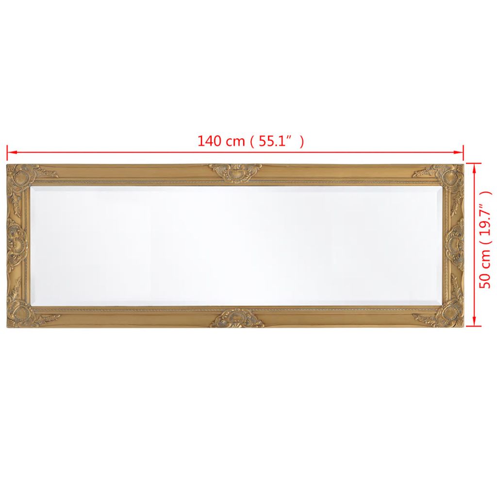 Wall Mirror Baroque Style 140x50 cm Gold