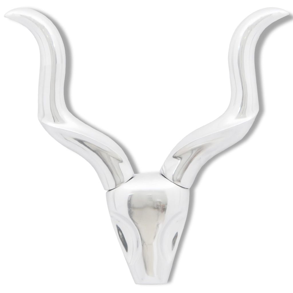 Wall Mounted Aluminium Gazelle's Head Decoration Silver 50 cm