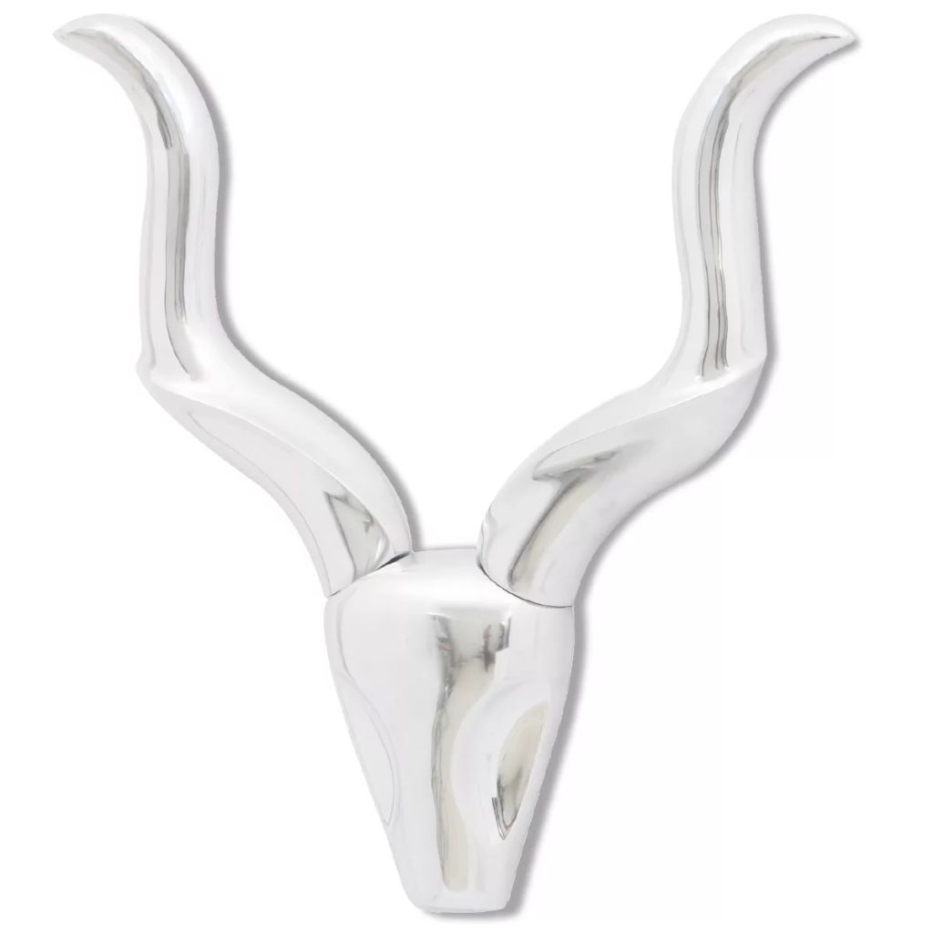 Wall Mounted Aluminium Gazelle's Head Decoration Silver 50 cm