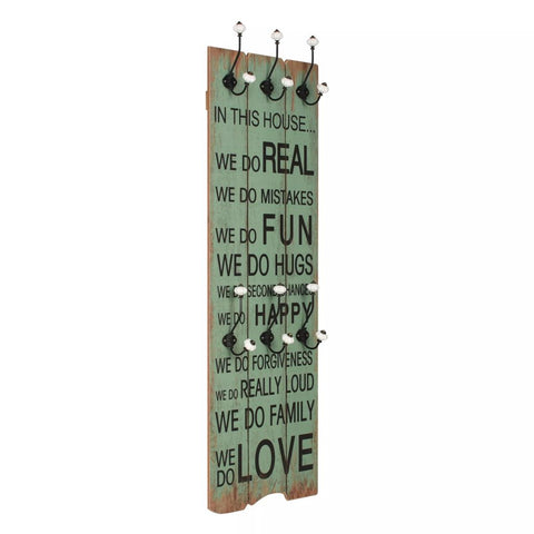 Wall-mounted Coat Rack with 6 Hooks 120x40 cm HAPPY LOVE