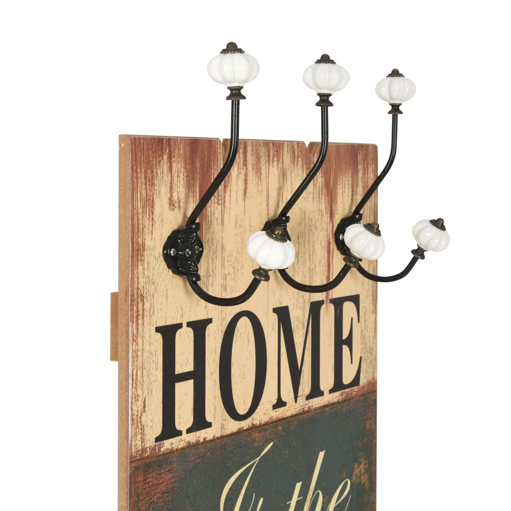Wall-mounted Coat Rack with 6 Hooks 120x40 cm HOME IS