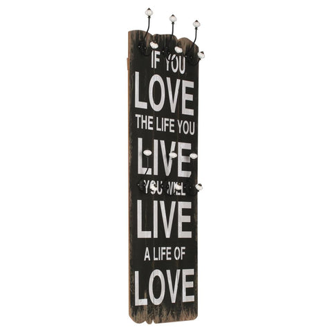 Wall-mounted Coat Rack with 6 Hooks 120x40 cm LOVE LIVE