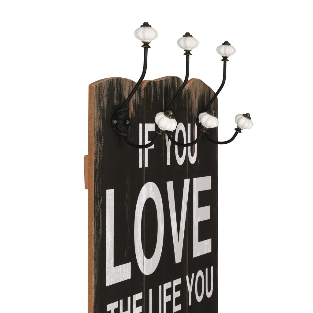 Wall-mounted Coat Rack with 6 Hooks 120x40 cm LOVE LIVE